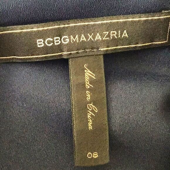 BCBGMAXAZRIA Navy Gray Colorblock Striped A Line Dress - Picture 11 of 13